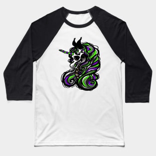 Unicorn Skeleton (Purple and Green Version) Baseball T-Shirt